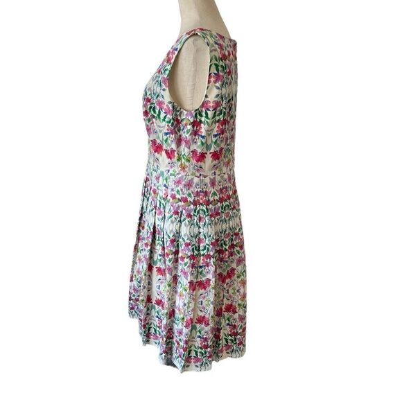 Talbots Floral Print Pink Purple Green Sleeveless Midi Dress 6 - Picture 4 of 8